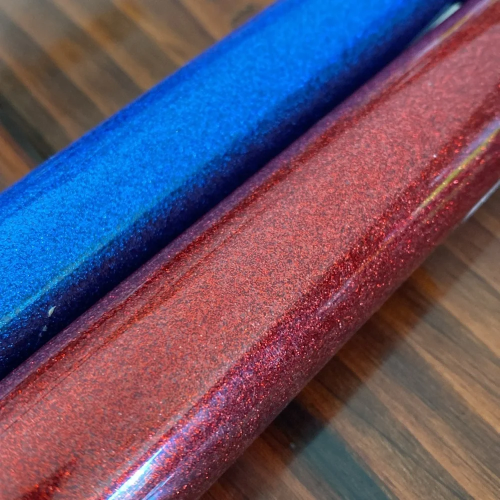 Glitter Heat Transfer Vinyl Bundle / Blue Glitter & Red Glitter  3ft each
